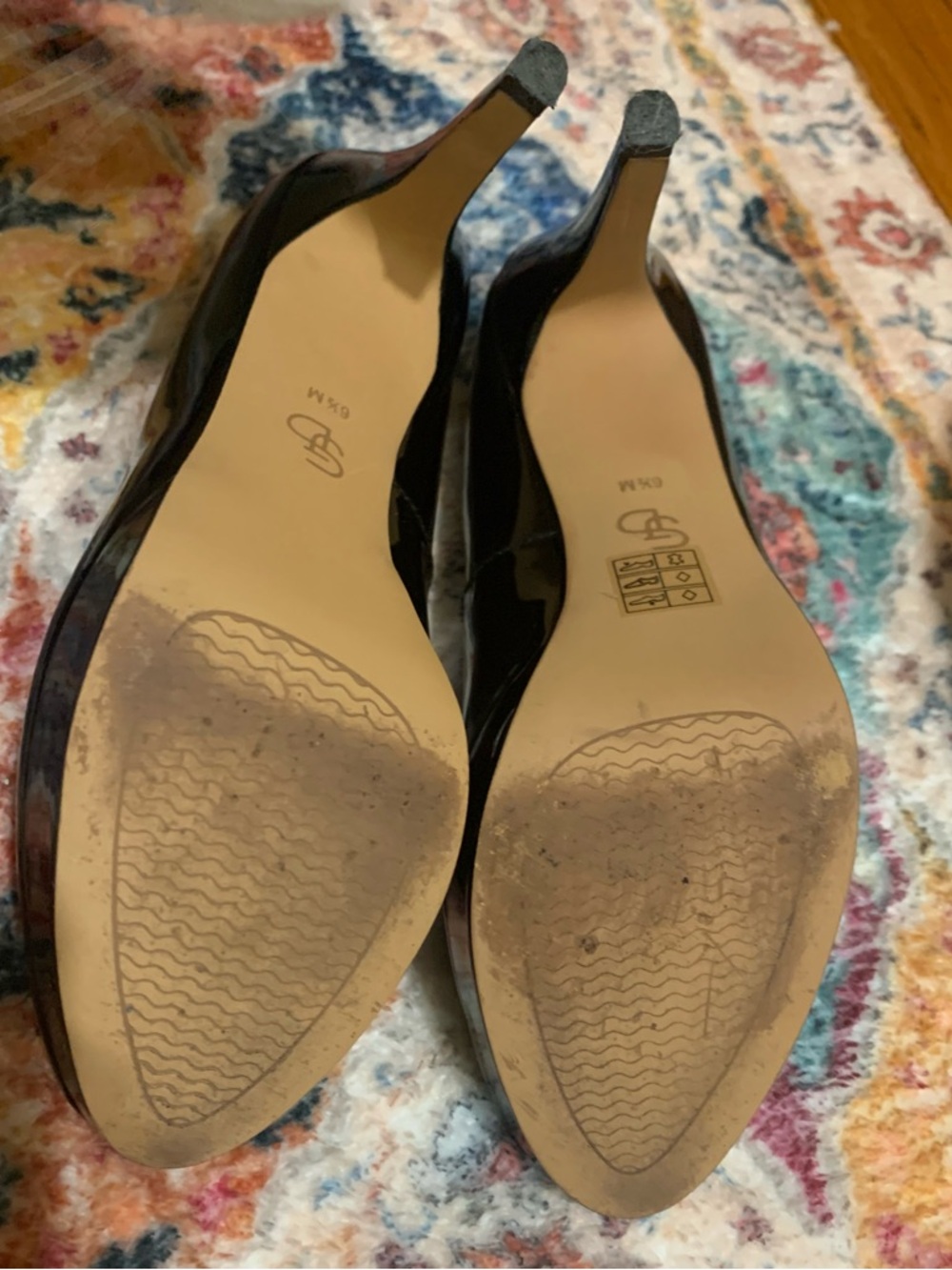 Joan & David Black Patent Round-Toe Pumps - Picture 3 of 4